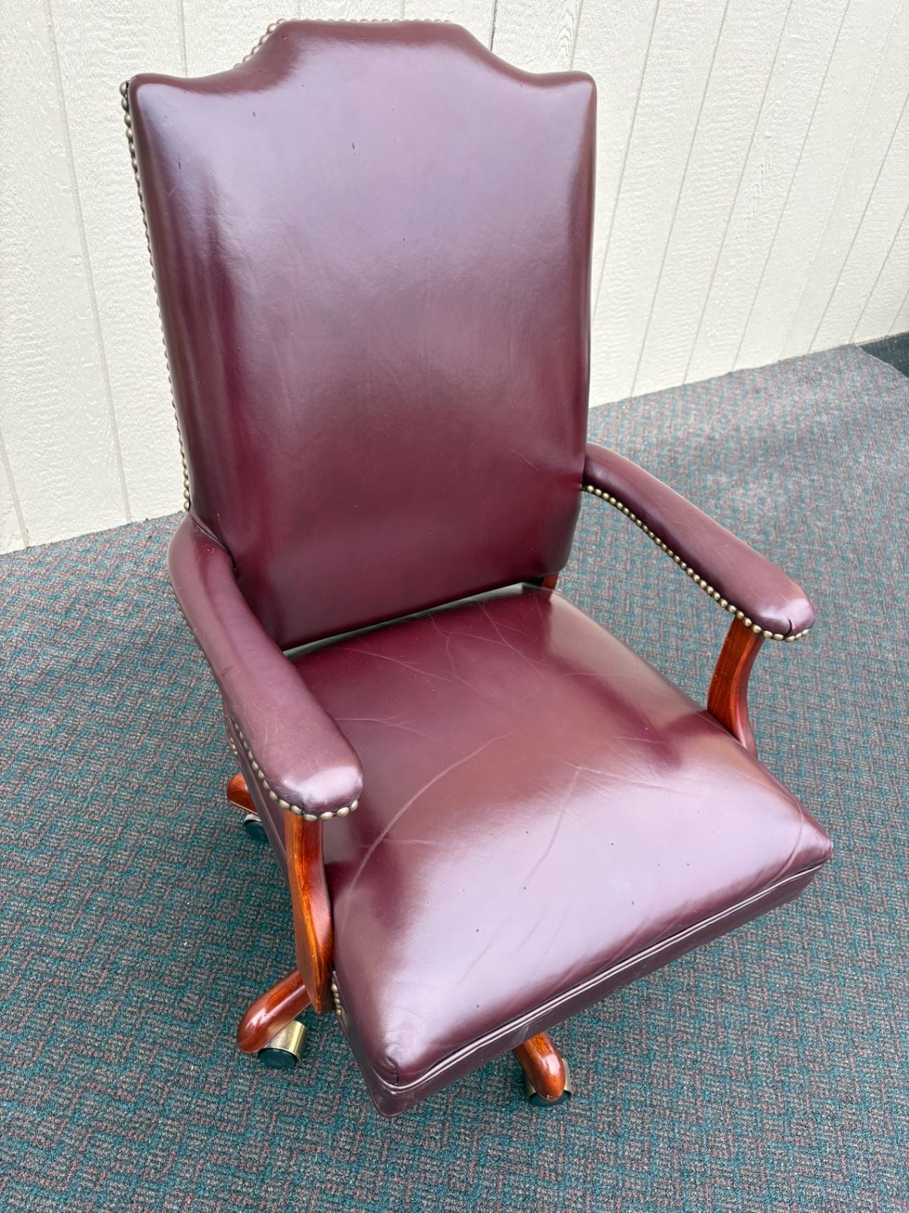 67507  Fairfield Leather Swivel Office Chair with Nailhead Trim