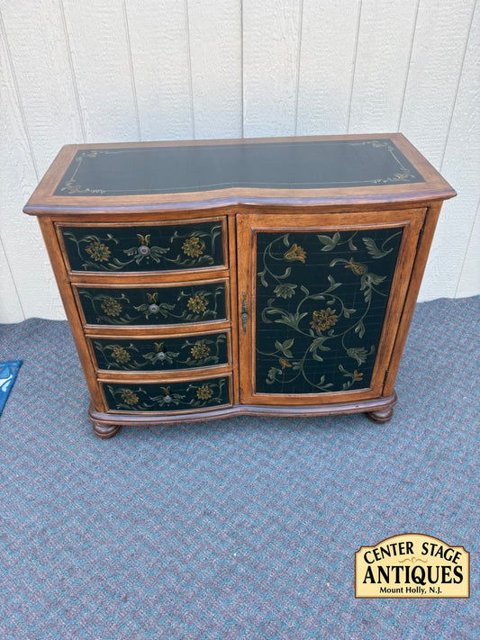67862 Hand-Painted Floral Accent Cabinet with Drawers and Door