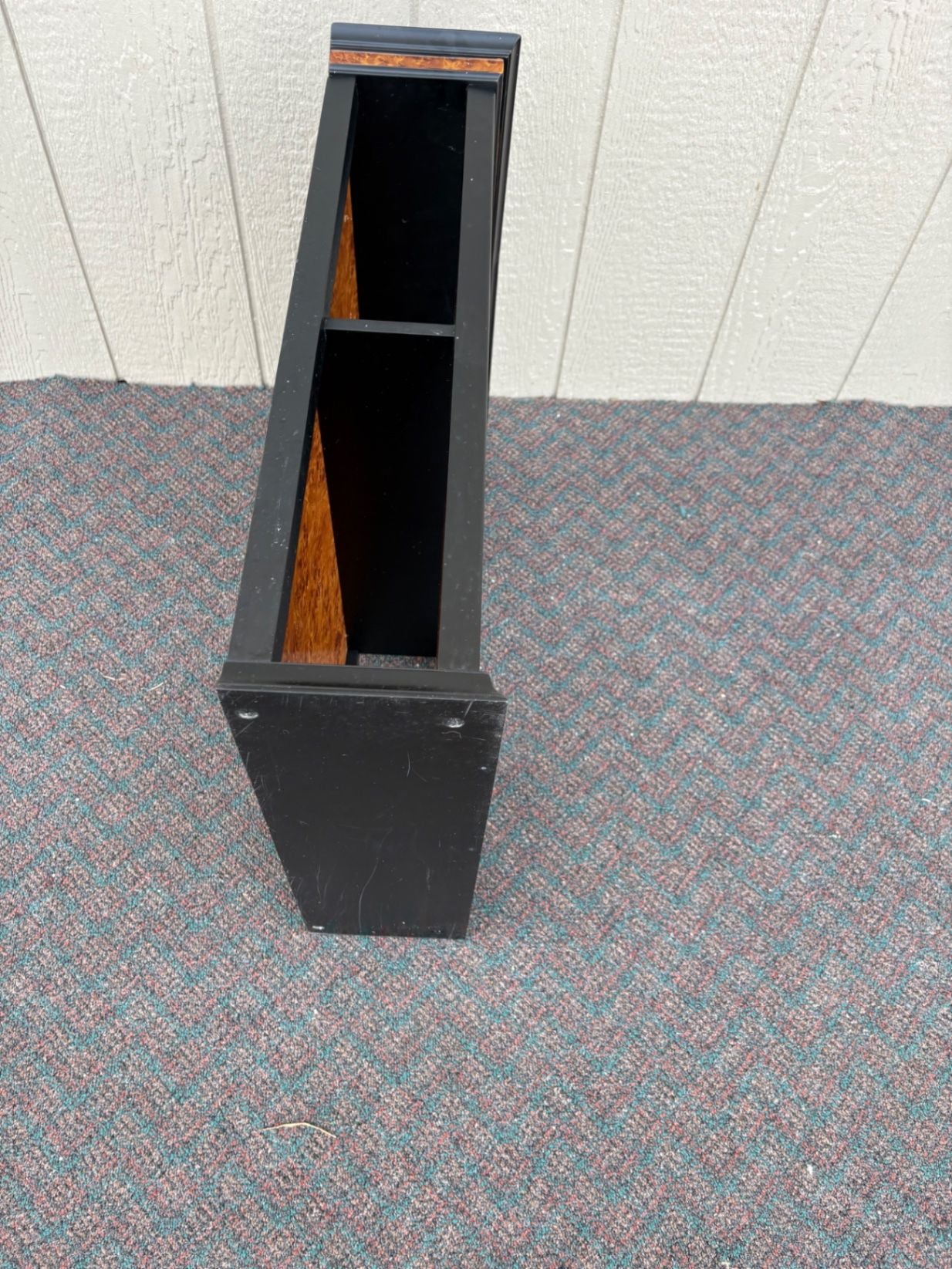 67420 Vintage Burled Wood Wall Shelf with Black Trim