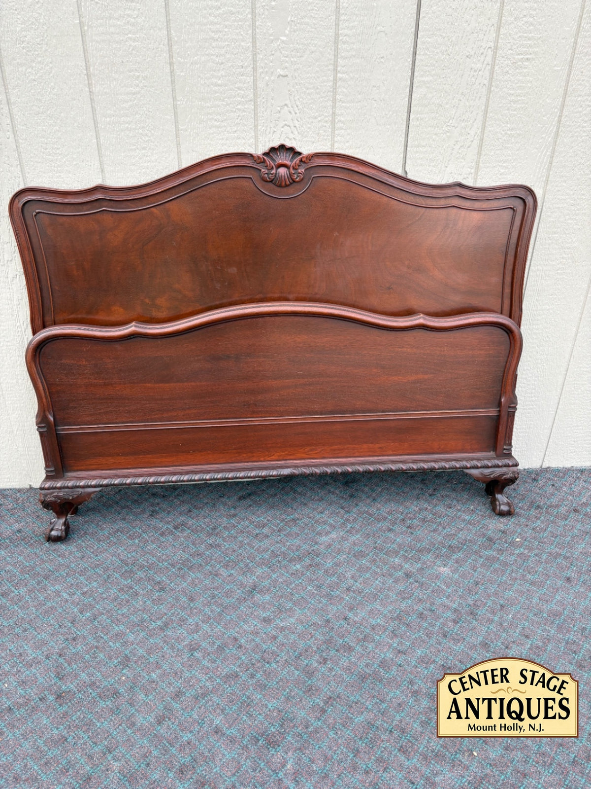 68217 Antique Mahogany Full Size Bed with Ball and Claw Feet
