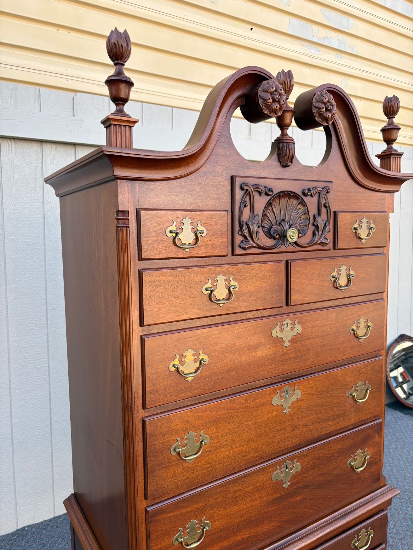 67648  FELDENKREIS Mahogany Chippendale Style Highboy Chest on Ball-and-Claw Feet