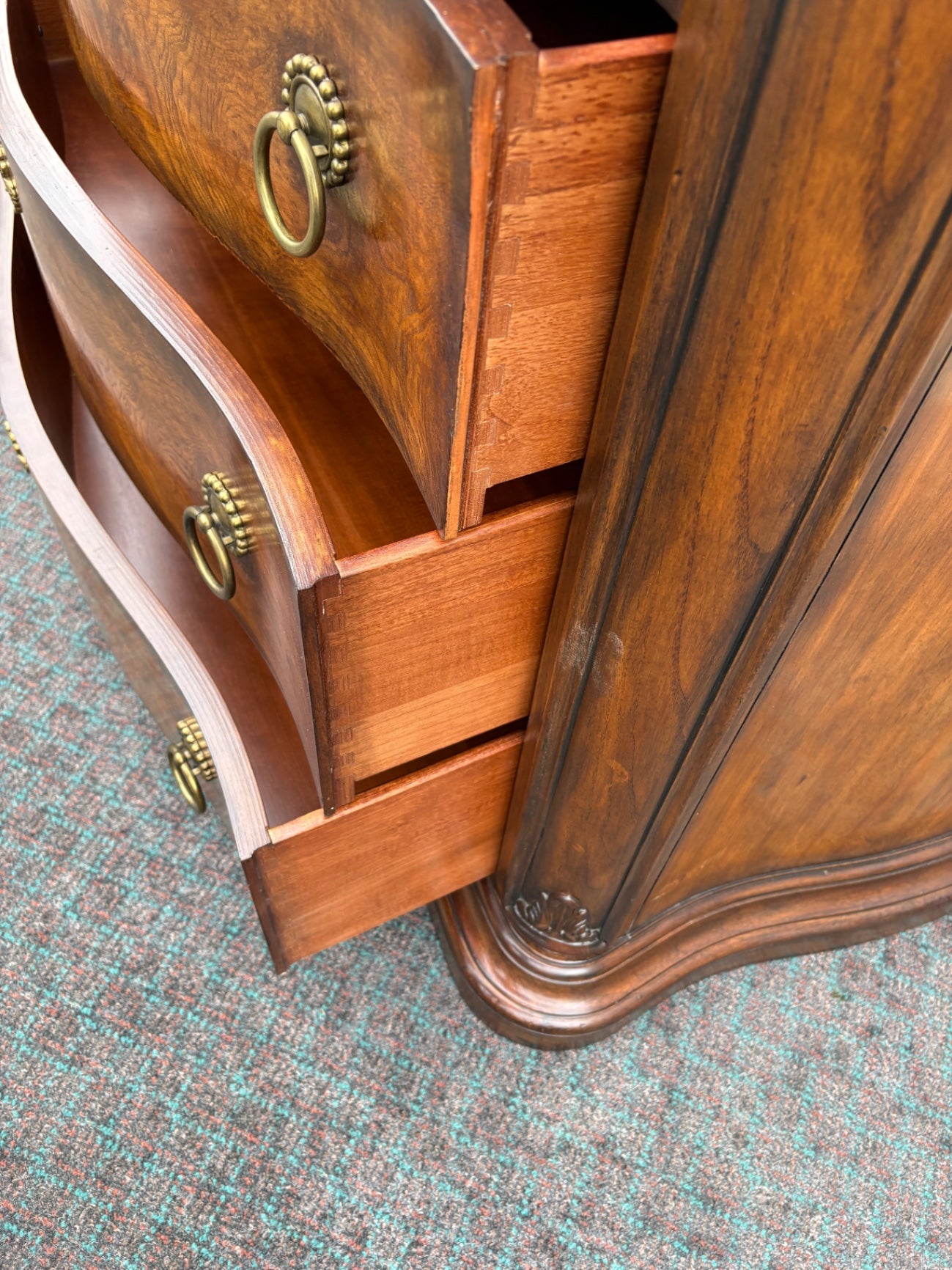 68019 Henredon Vintage High Chest Dresser with Burl Wood Inlay