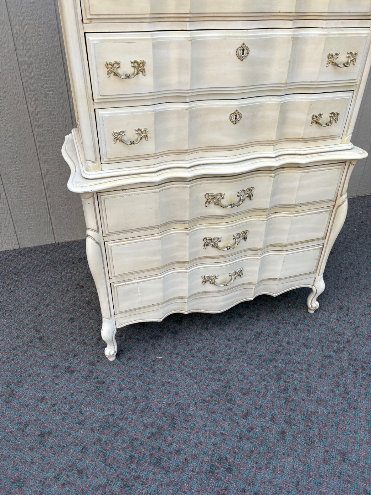 67948 Elegant French Provincial Tall Chest of Drawers in Cream Finish