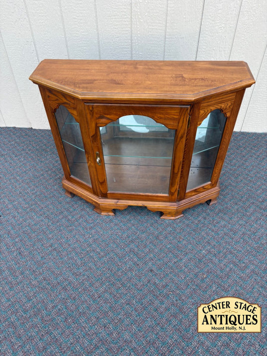 67654 Vintage Oak Curio Credenza with Glass Doors and Shelves
