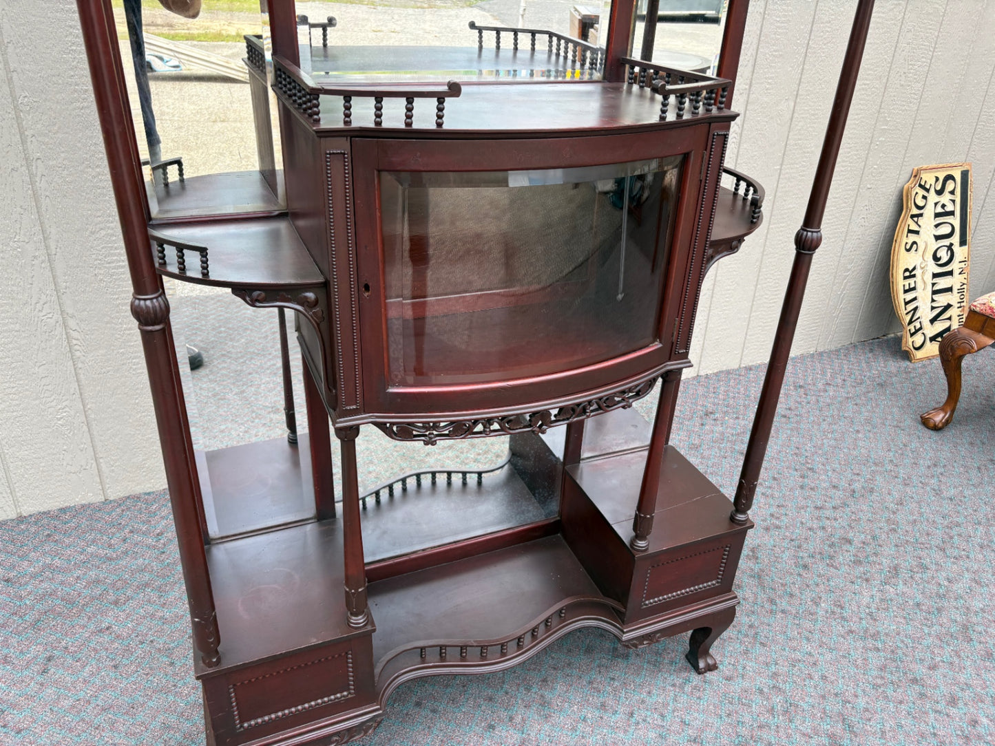 67921  Exquisite R.J. Horner Etagere Curio Cabinet in Mahogany Finish