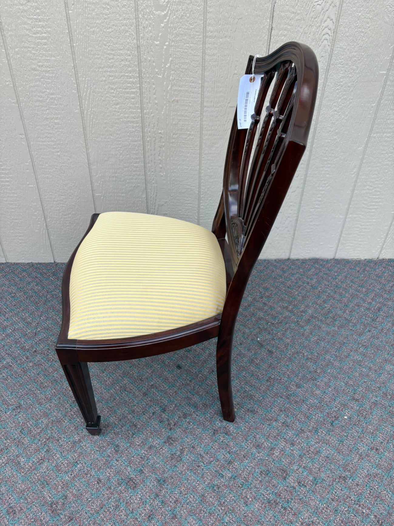 67640 Mahogany Shield Back Side Chair with Yellow Upholstery