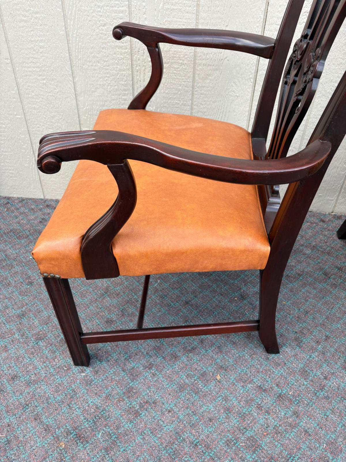 66988  Set of 6 Charak Dining Chairs, Chippendale Style, Mahogany