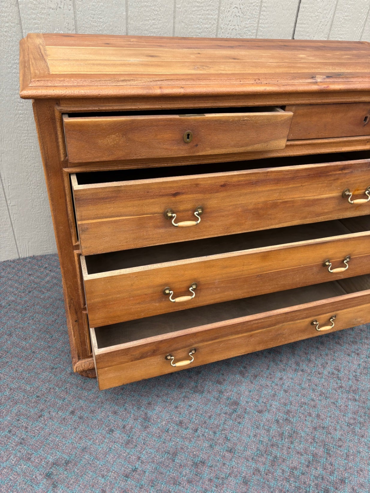 67923 Restoration Hardware Solid Wood High Chest with Brass Hardware