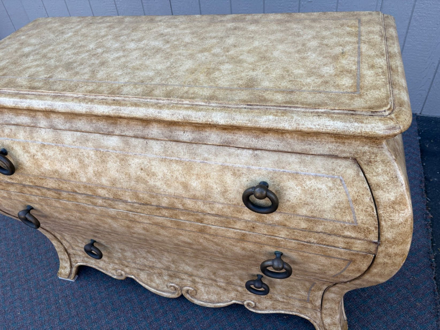 67403 Vintage Henredon Bombe Chest in Faux Marble Finish