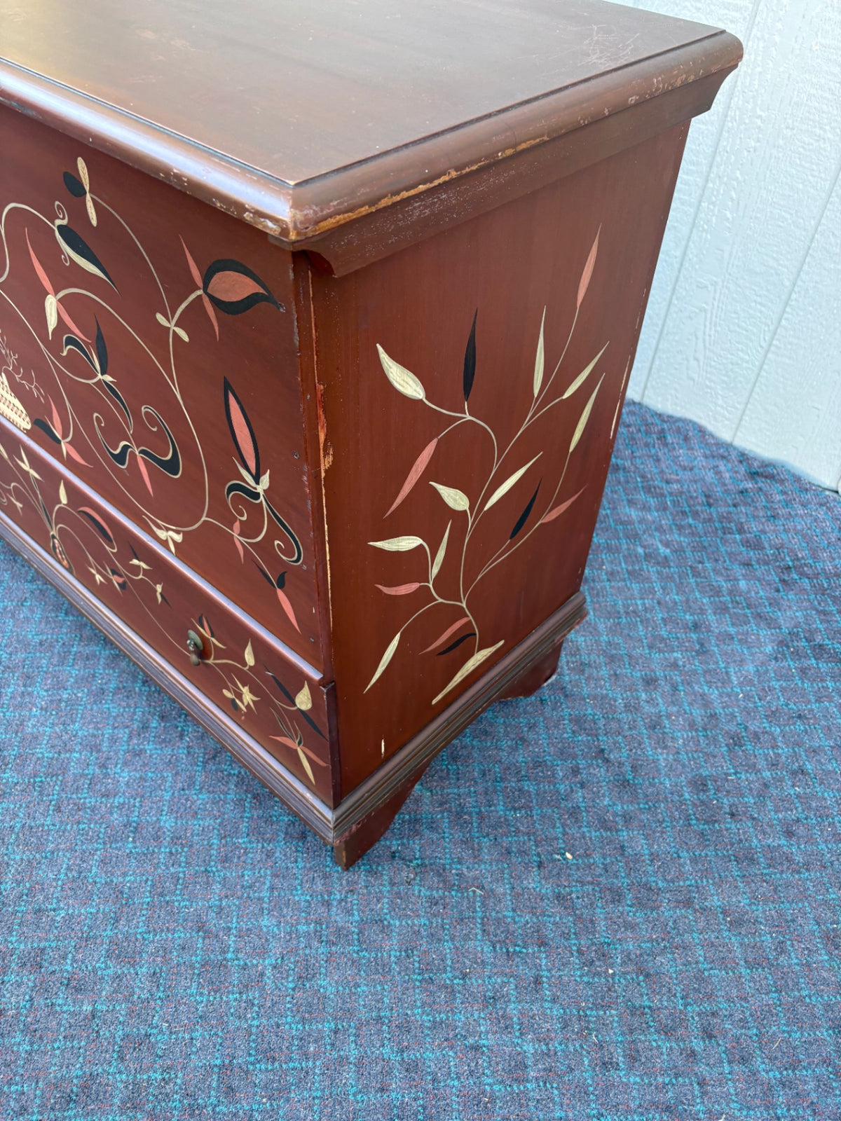 68232  Hand-Painted Mac Intosh Blanket Chest Trunk with Floral Motifs