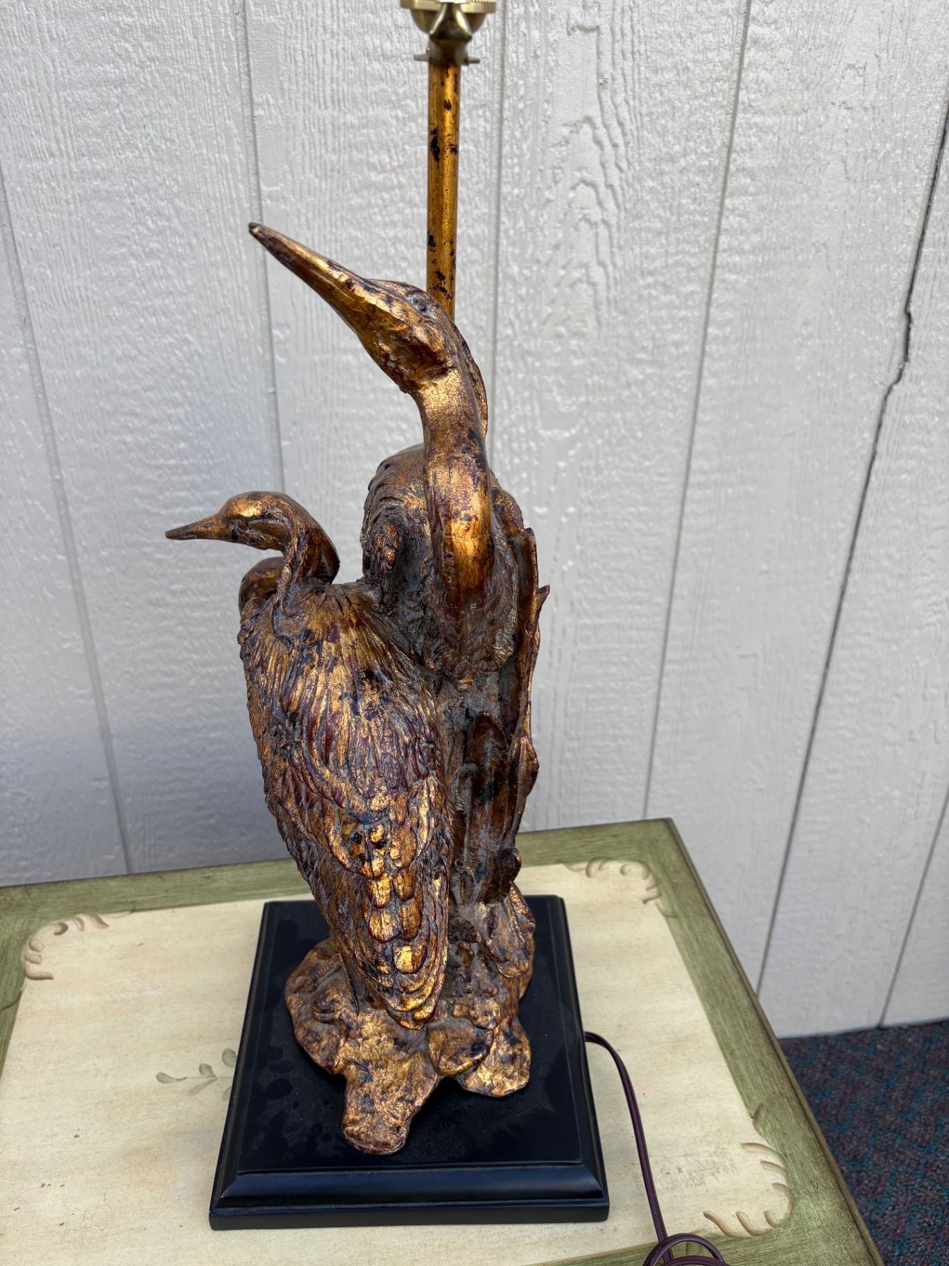 67650  Wildwood Lamps Art Nouveau Heron Table Lamp with Shade