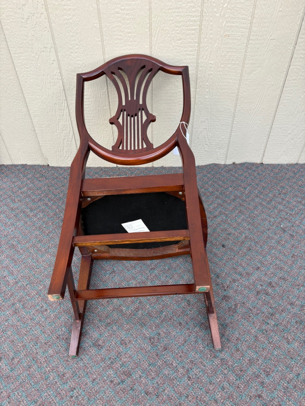 67638 Elegant Mahogany Inlaid Side Chair with Upholstered Seat