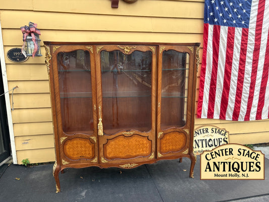 67354  Elegant Louis XV Style Three-Door Curio Cabinet with Glass Shelves