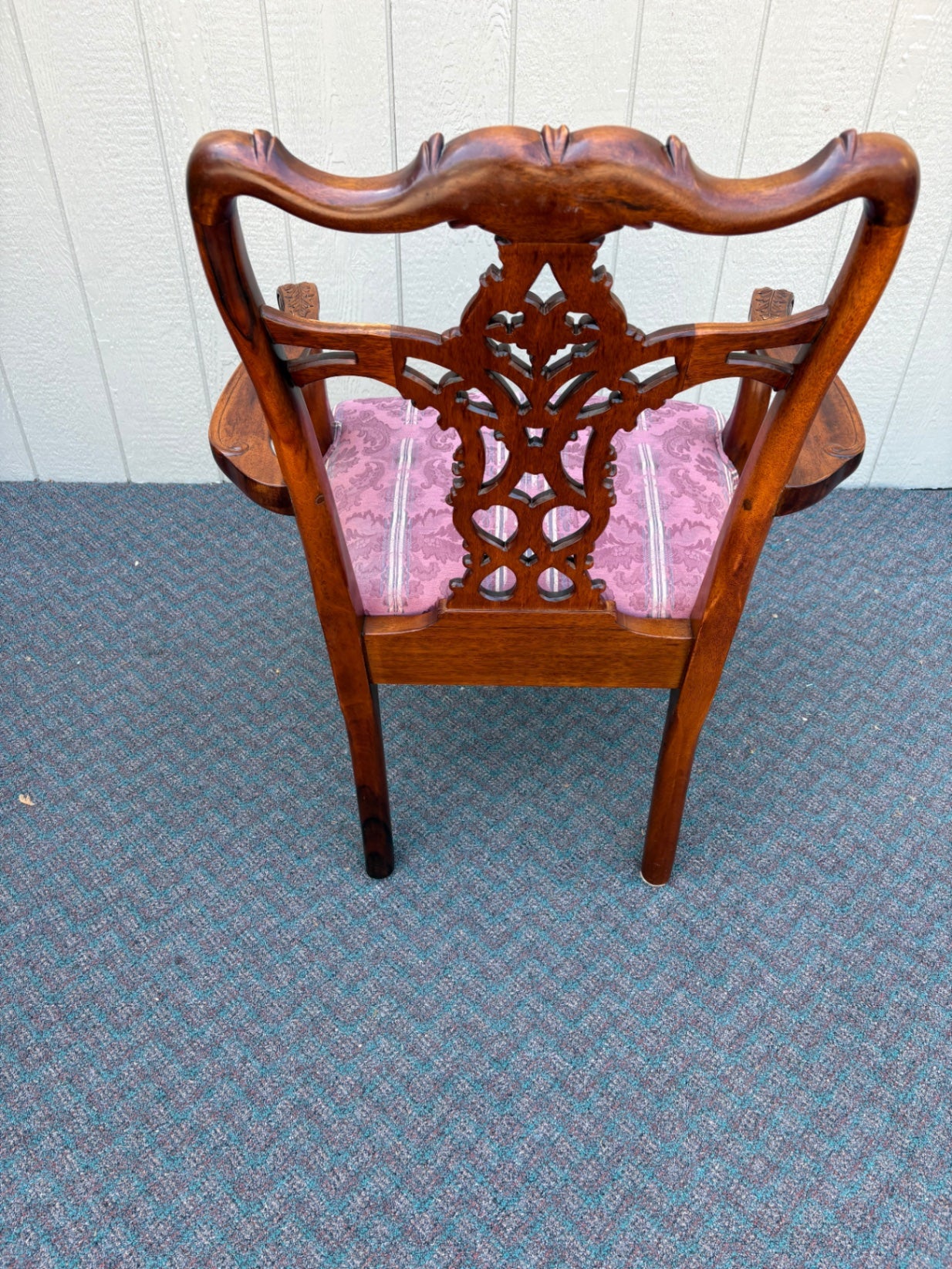 67770 Pair of Chippendale Style Armchairs with Carved Details