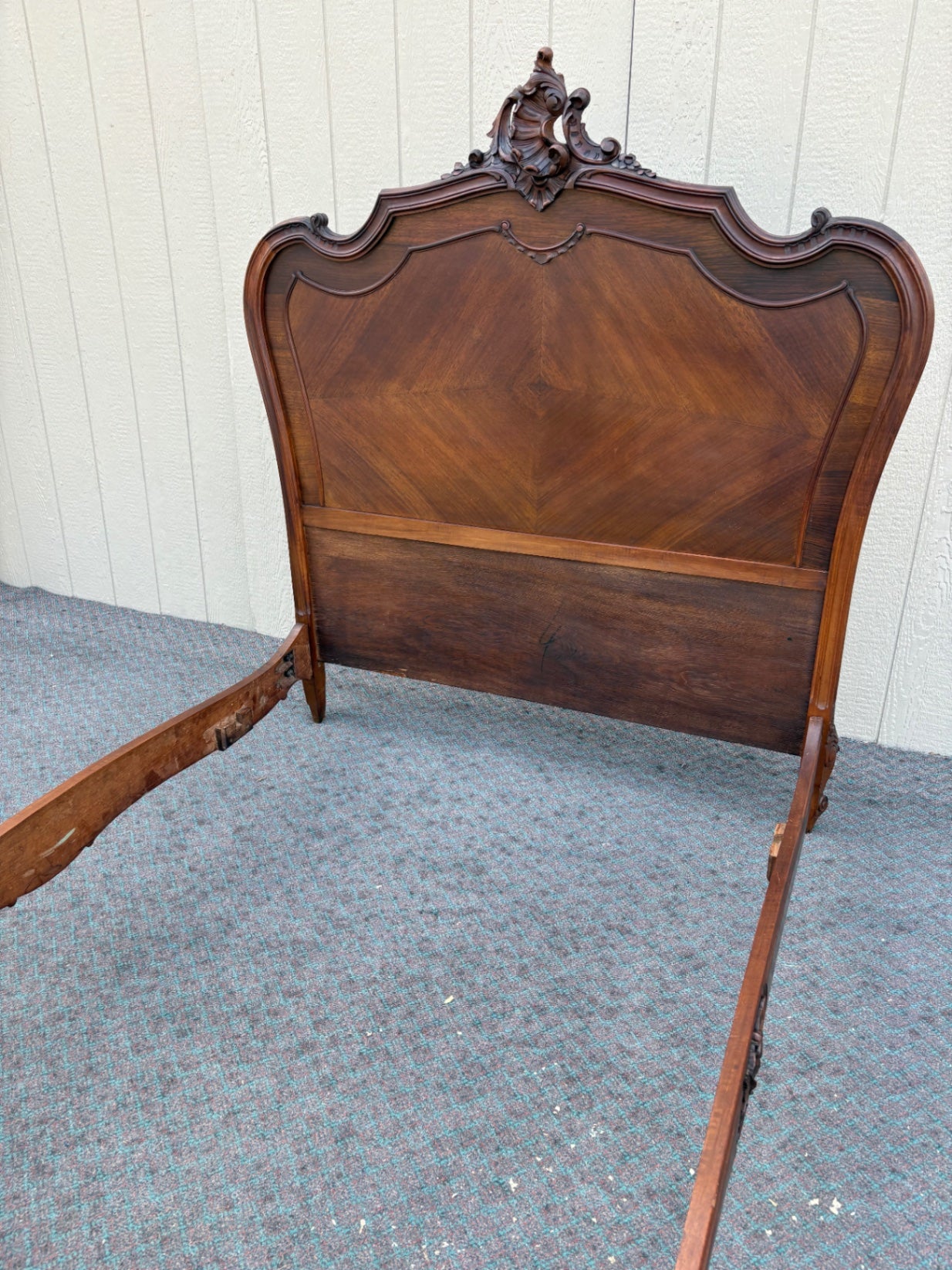 68044  Antique French Queen Size Bed Frame with Ornate Carvings
