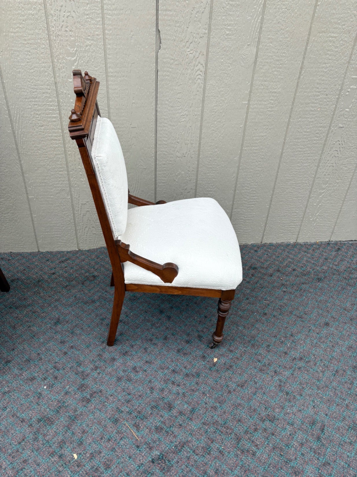 Pair of Victorian Eastlake Side Chairs with Carved Walnut Frames