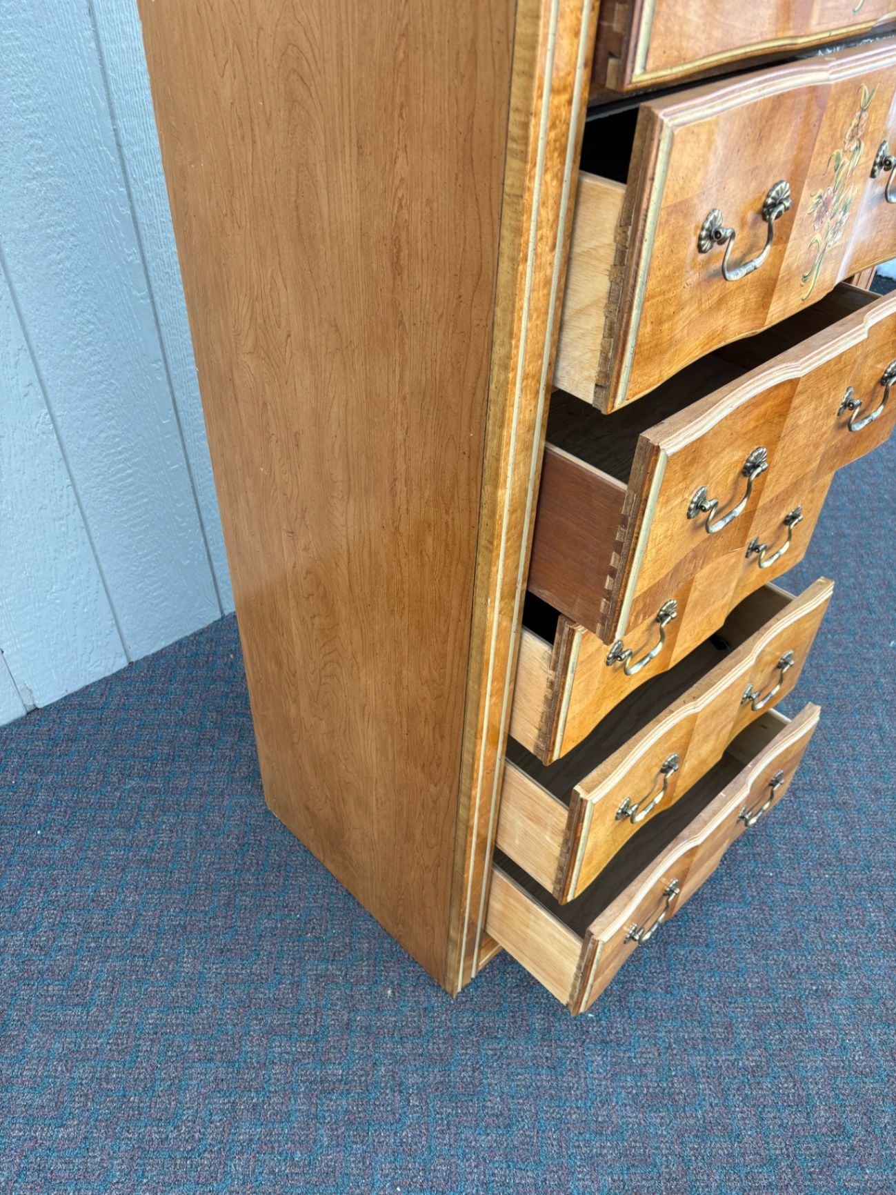 67431 Vintage Stanley Floral Lingerie Chest with Brass Handles