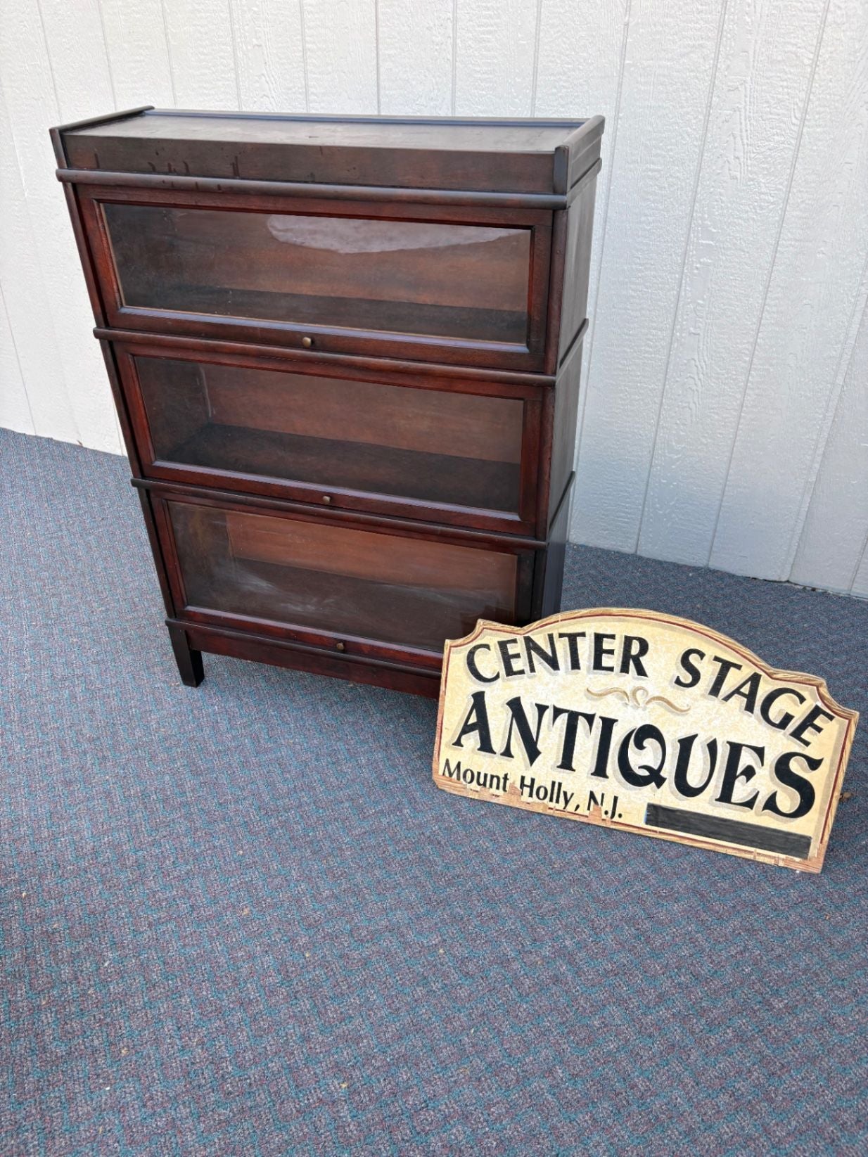 67597 Vintage Mahogany Barrister Bookcase with Glass Fronts