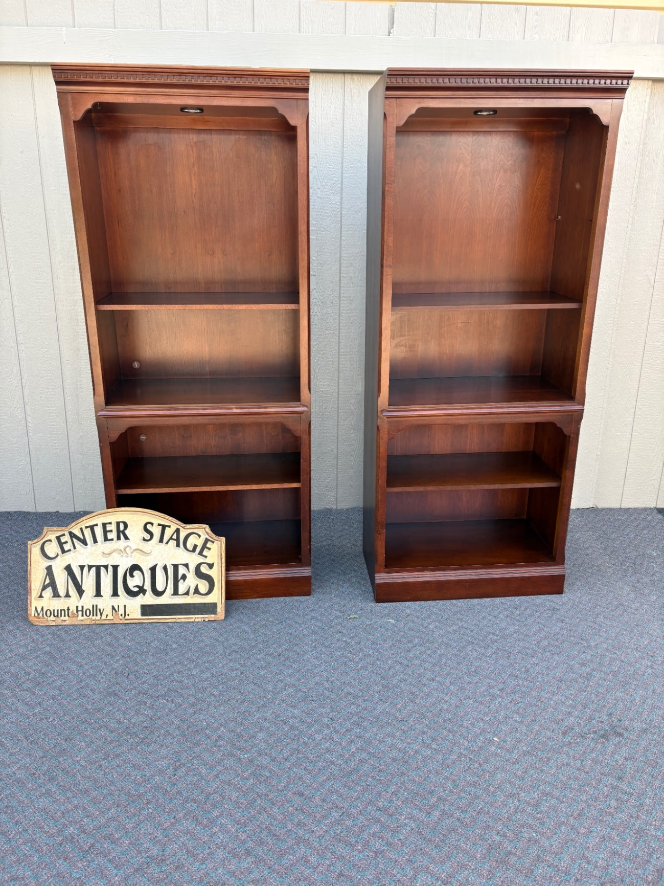 67836 Pair of Traditional Mahogany Bookcases with Dentil Molding