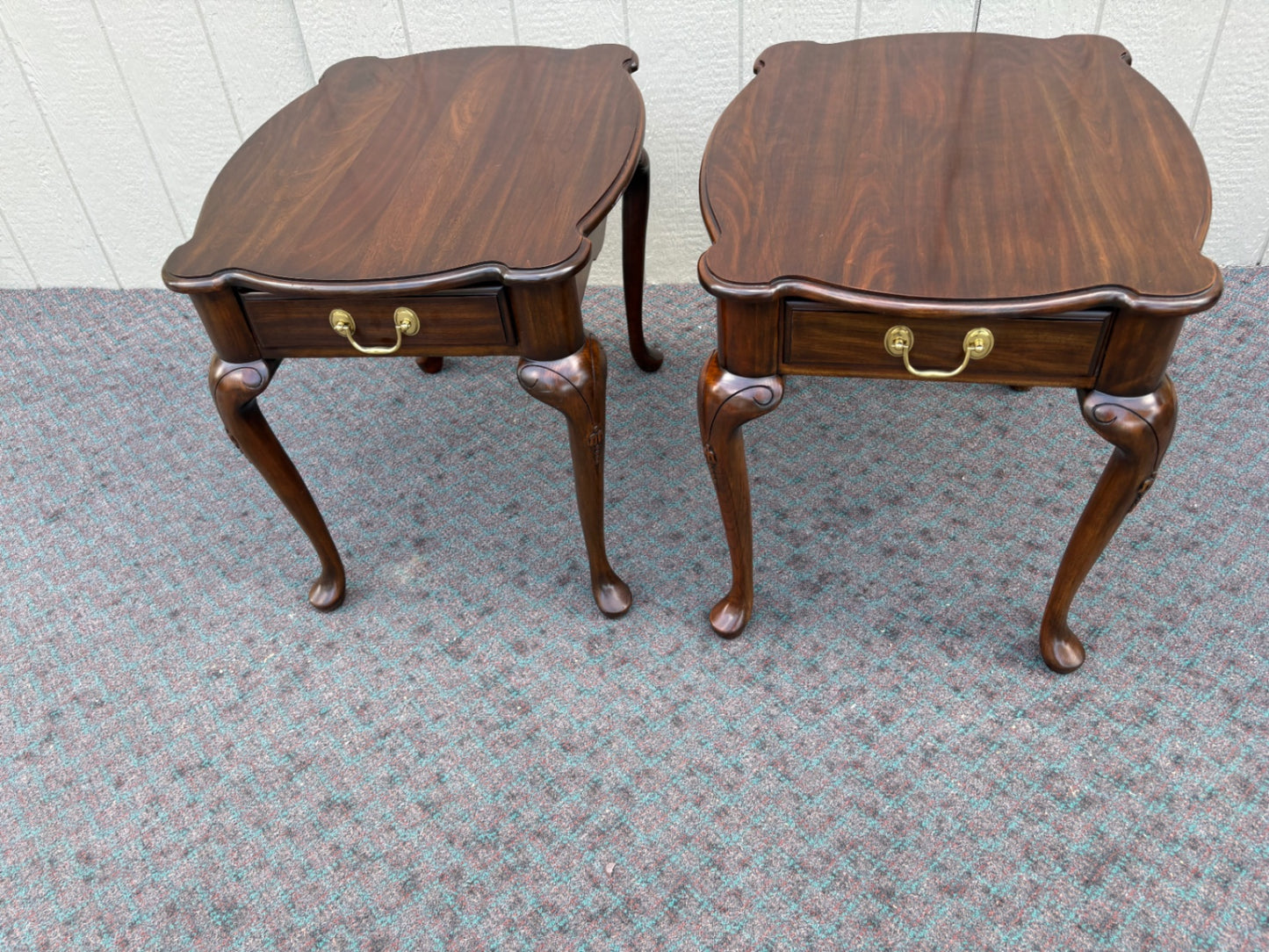 67955 Pair of Harden Queen Anne End Tables in Rich Walnut Finish