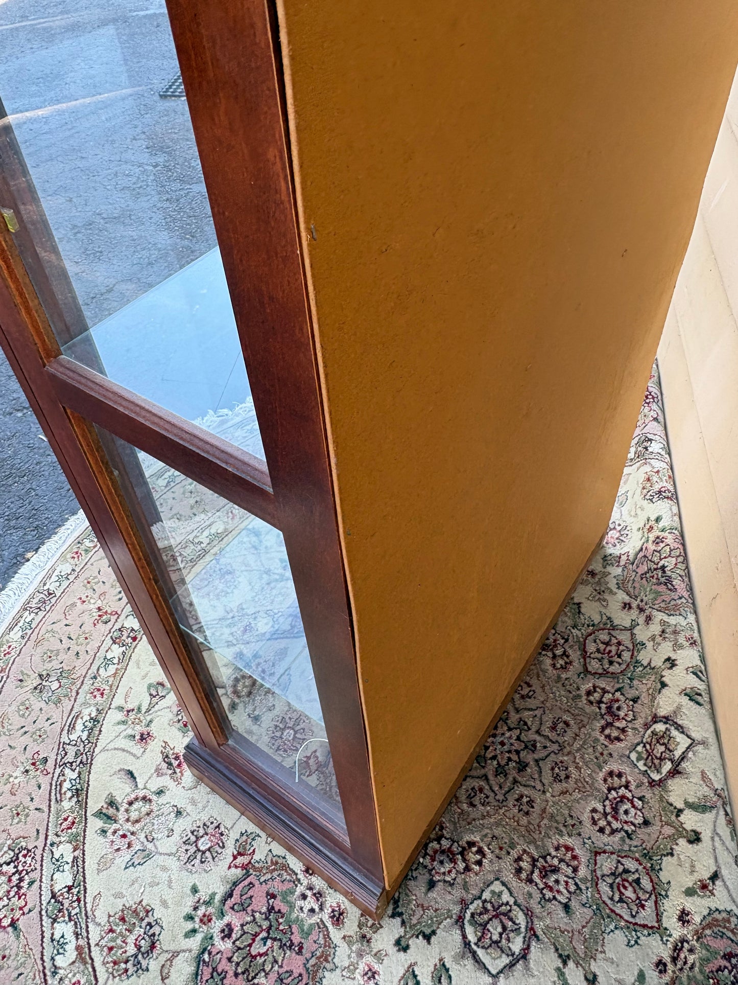 67787 Elegant Glass Display Curio Cabinet with Mahogany Finish