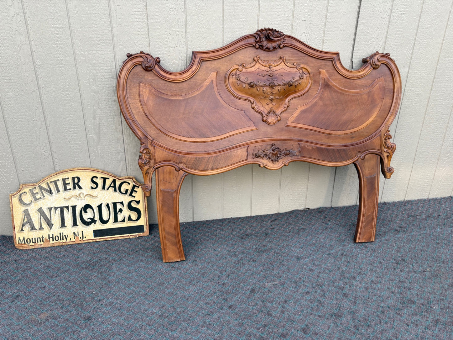 68018 Elegant French Rococo Full Size Headboard in Walnut