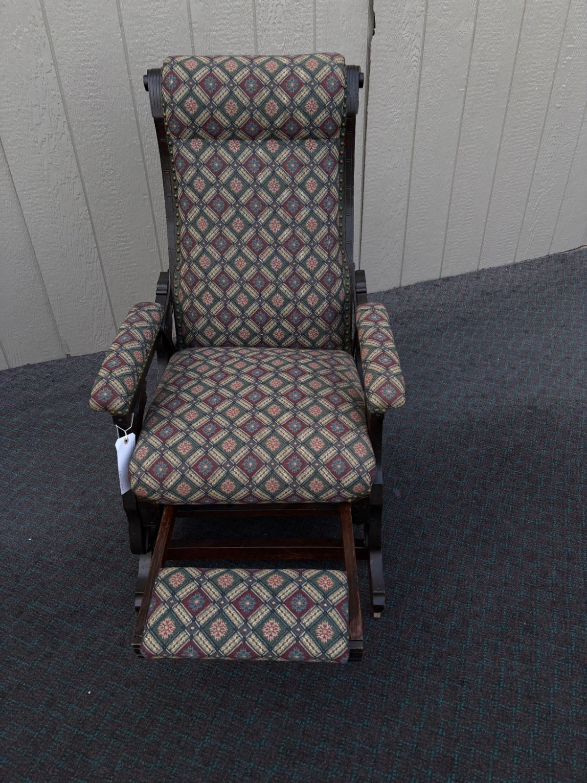 67119  Victorian Platform Rocking Chair with Footrest, Upholstered