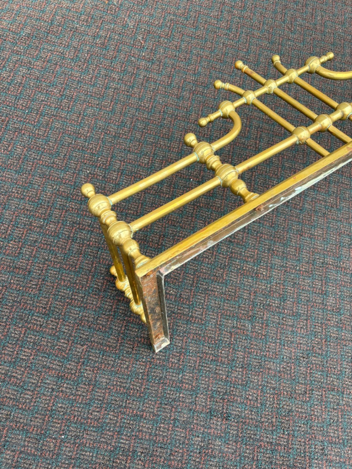 65936 Vintage Brass Fireplace Fender with Ornate Detailing