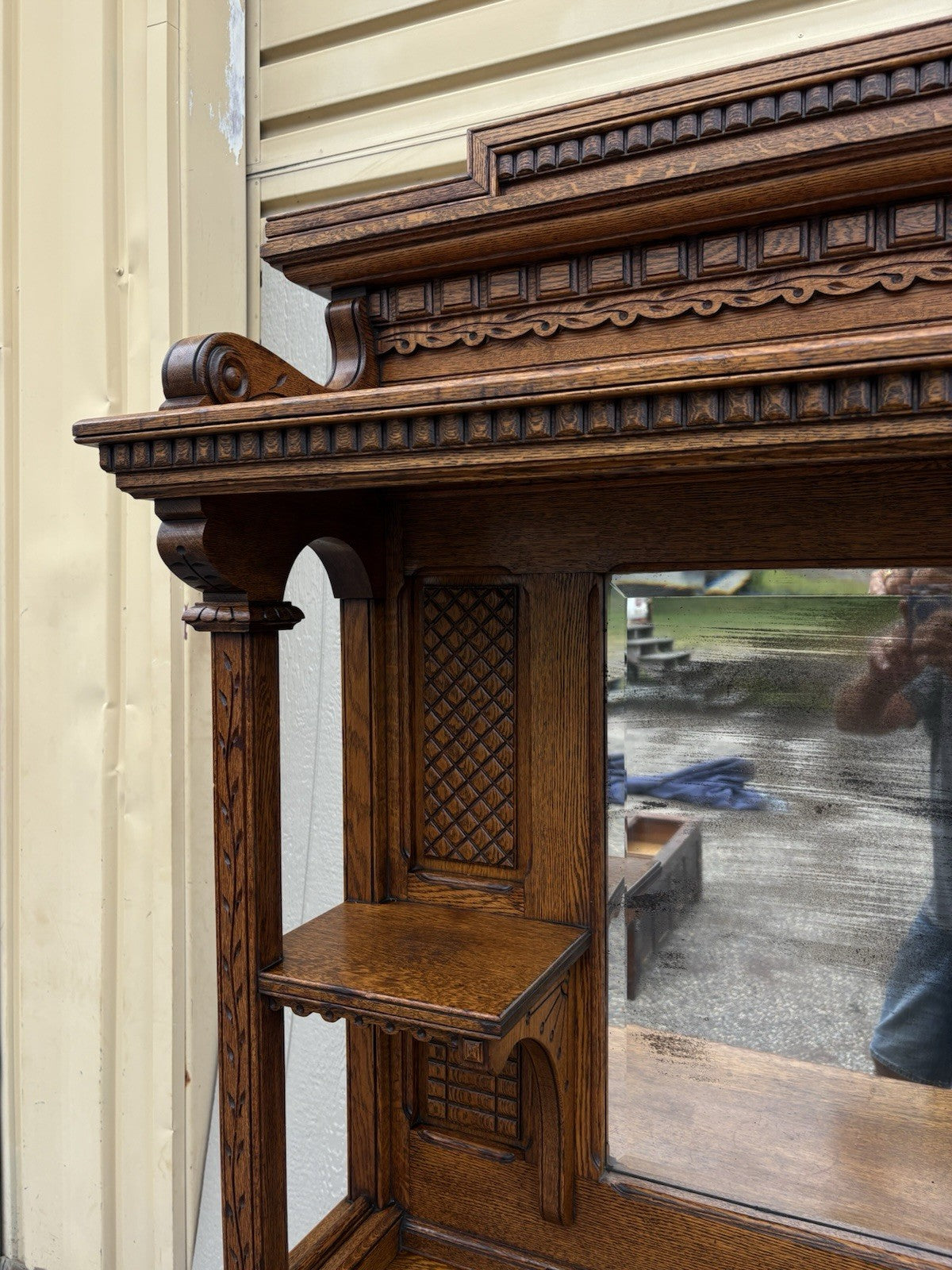 67026 Antique Victorian Oak Sideboard Buffet Cabinet
