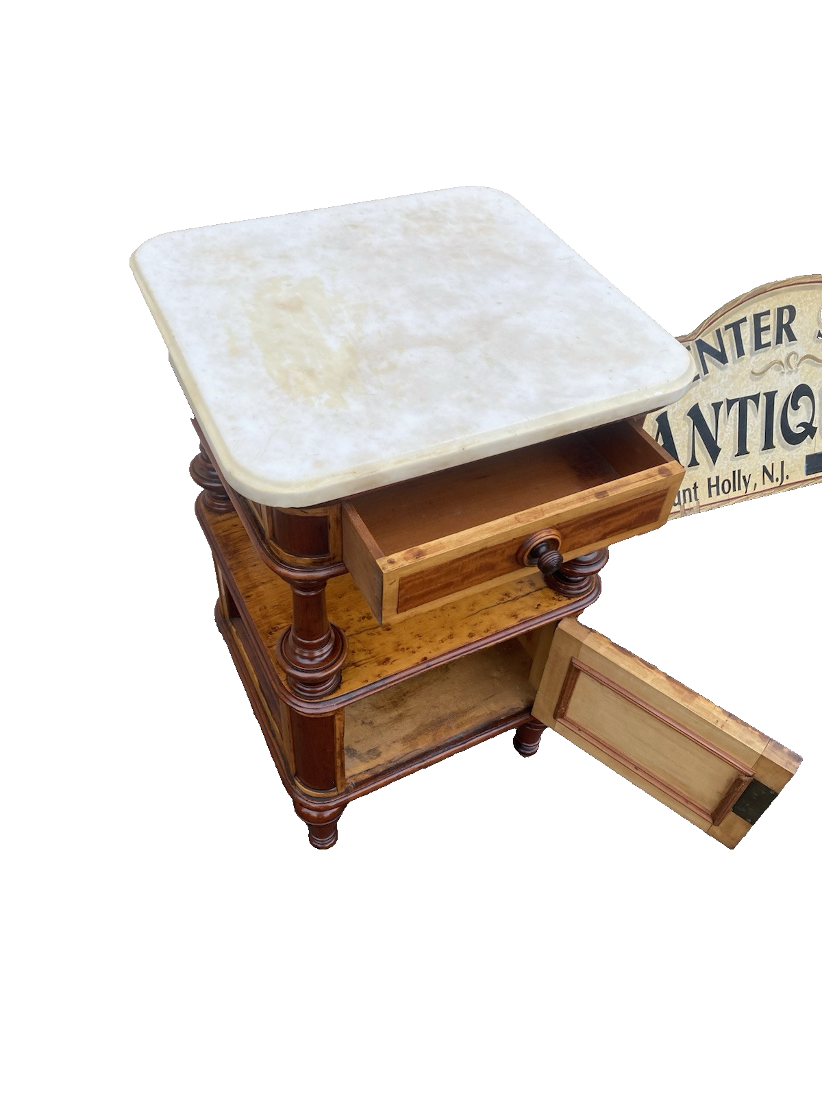 66433   Marble Top Nightstand End Table Stand