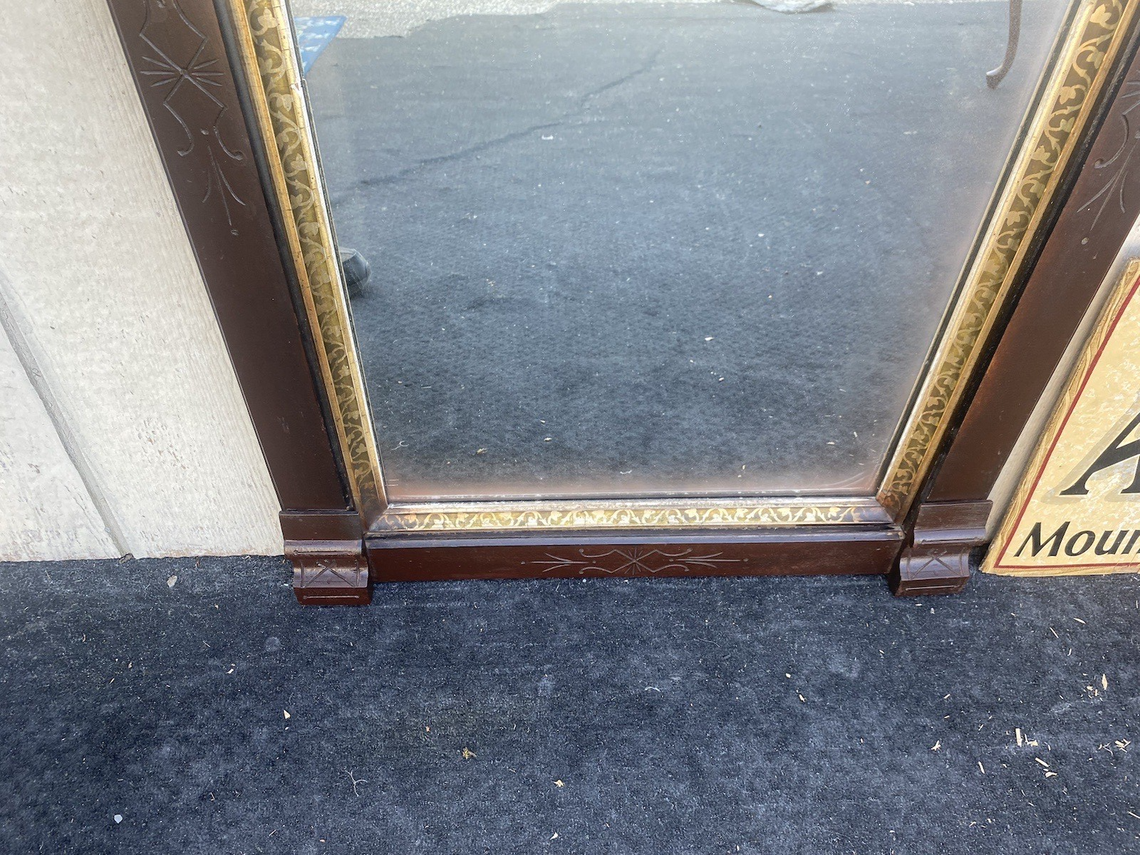 64725 Antique Victorian Walnut Mirror