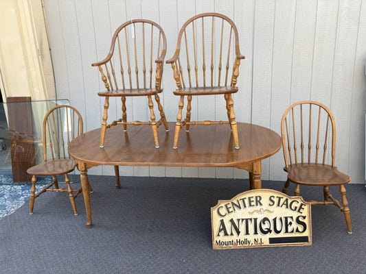 66858 ETHAN ALLEN Maple Dining Table W/ 2 Leafs + 4 Windsor Chair s