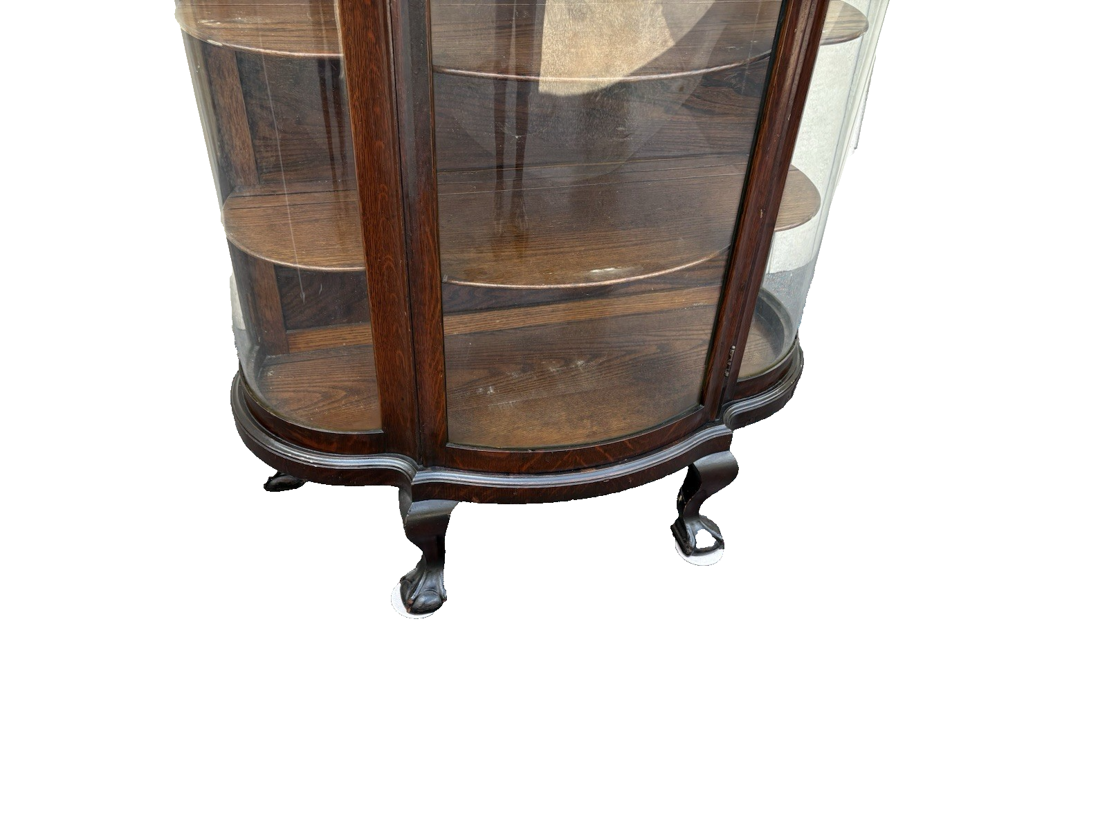 66903   Antique Victorian Oak Leaded Glass Bow Glass Curio China Cabinet