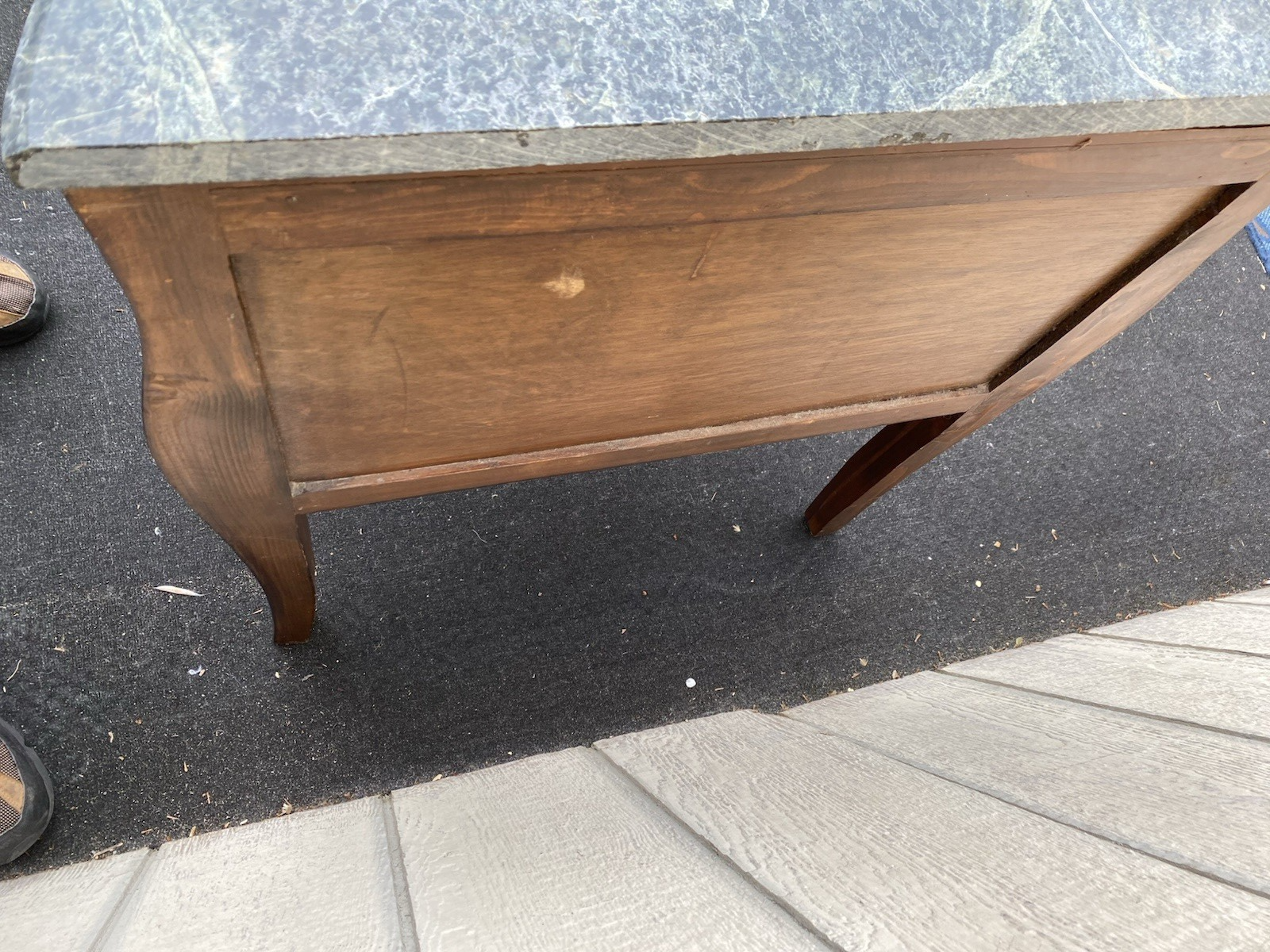 66504  Louis XV Marble Top Nightstand End Table Stand