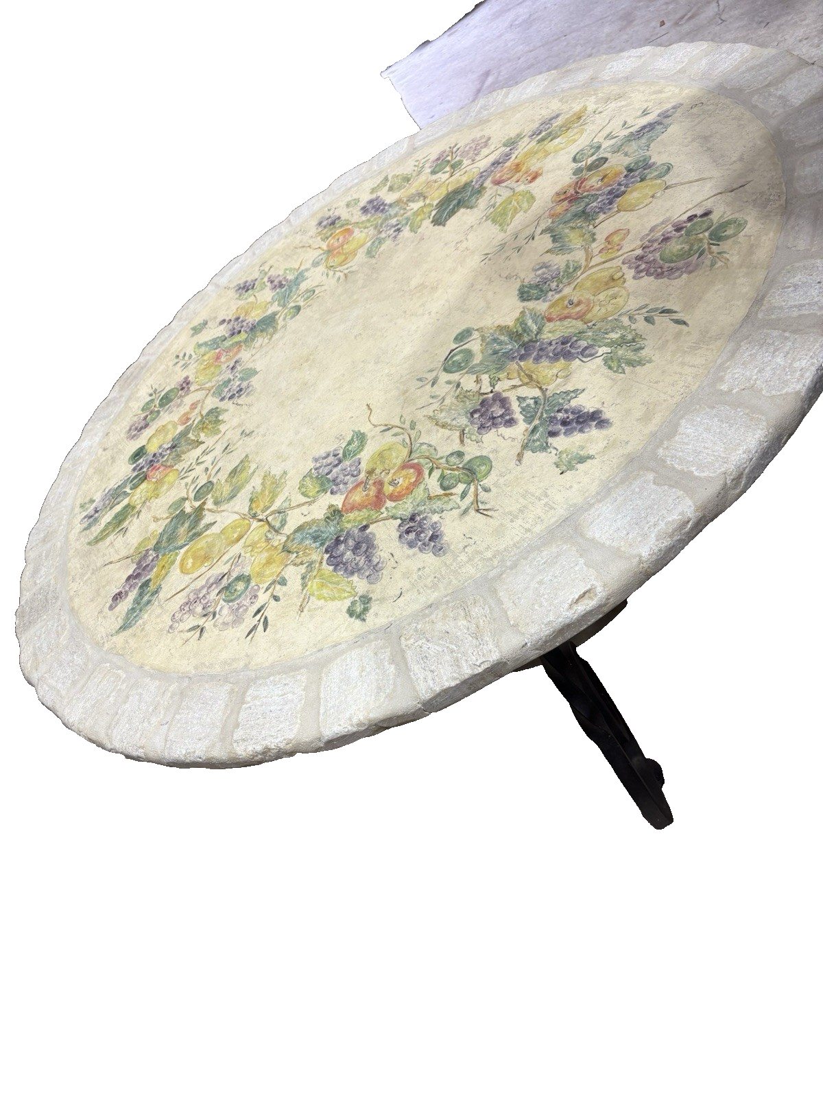 65190   Quality Decorator Cement Top Iron  Table  Dining Kitchen Table