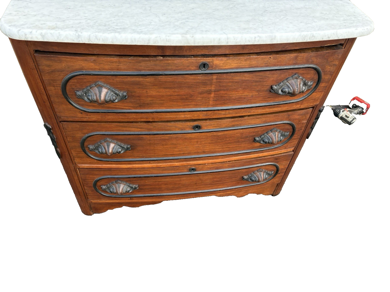 66669  Antique Victorian Marble Top Dresser with Mirror