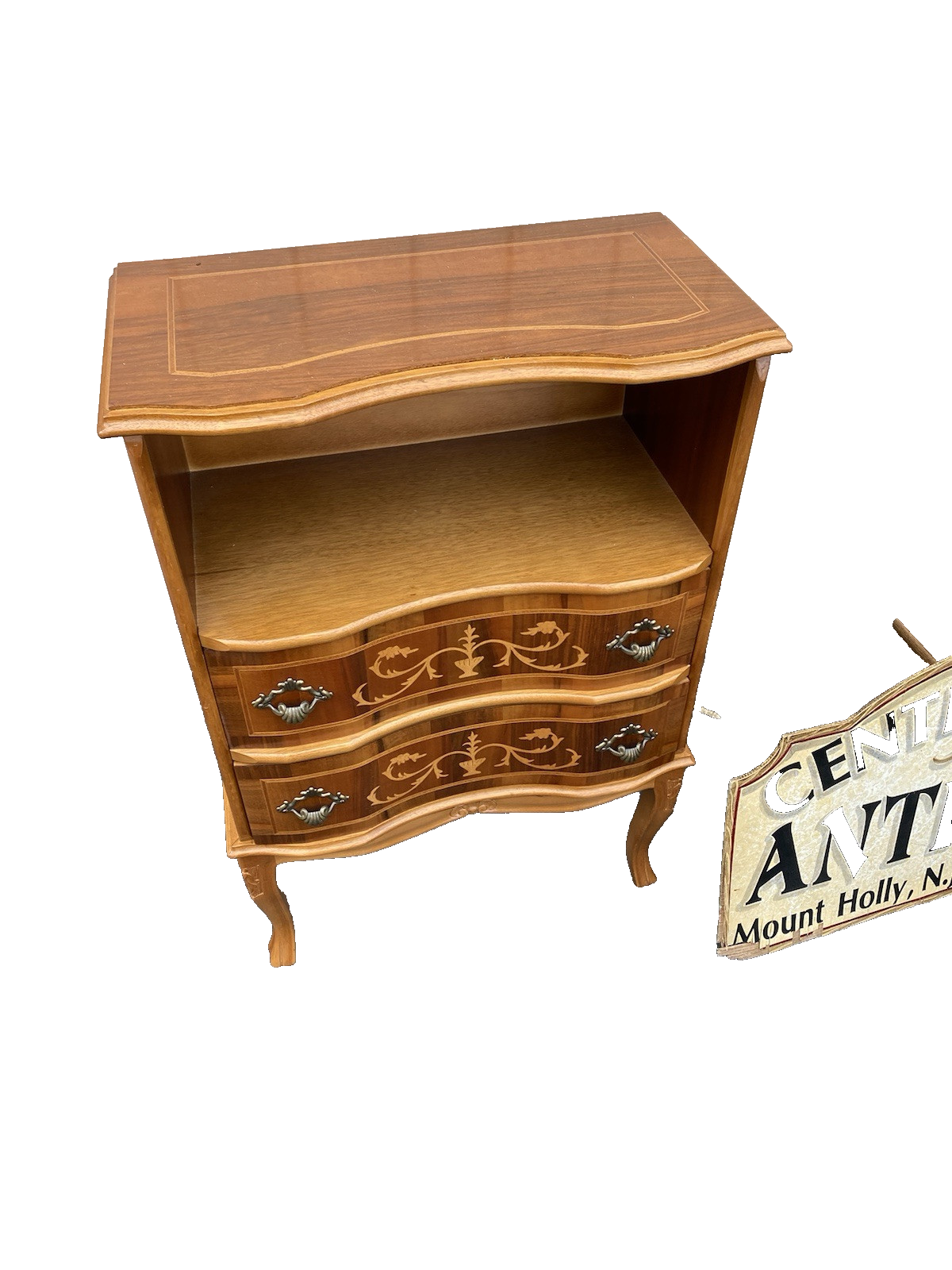 66403 Inlaid Custom Made 2 Drawer Bookcase Cabinet Nightstand