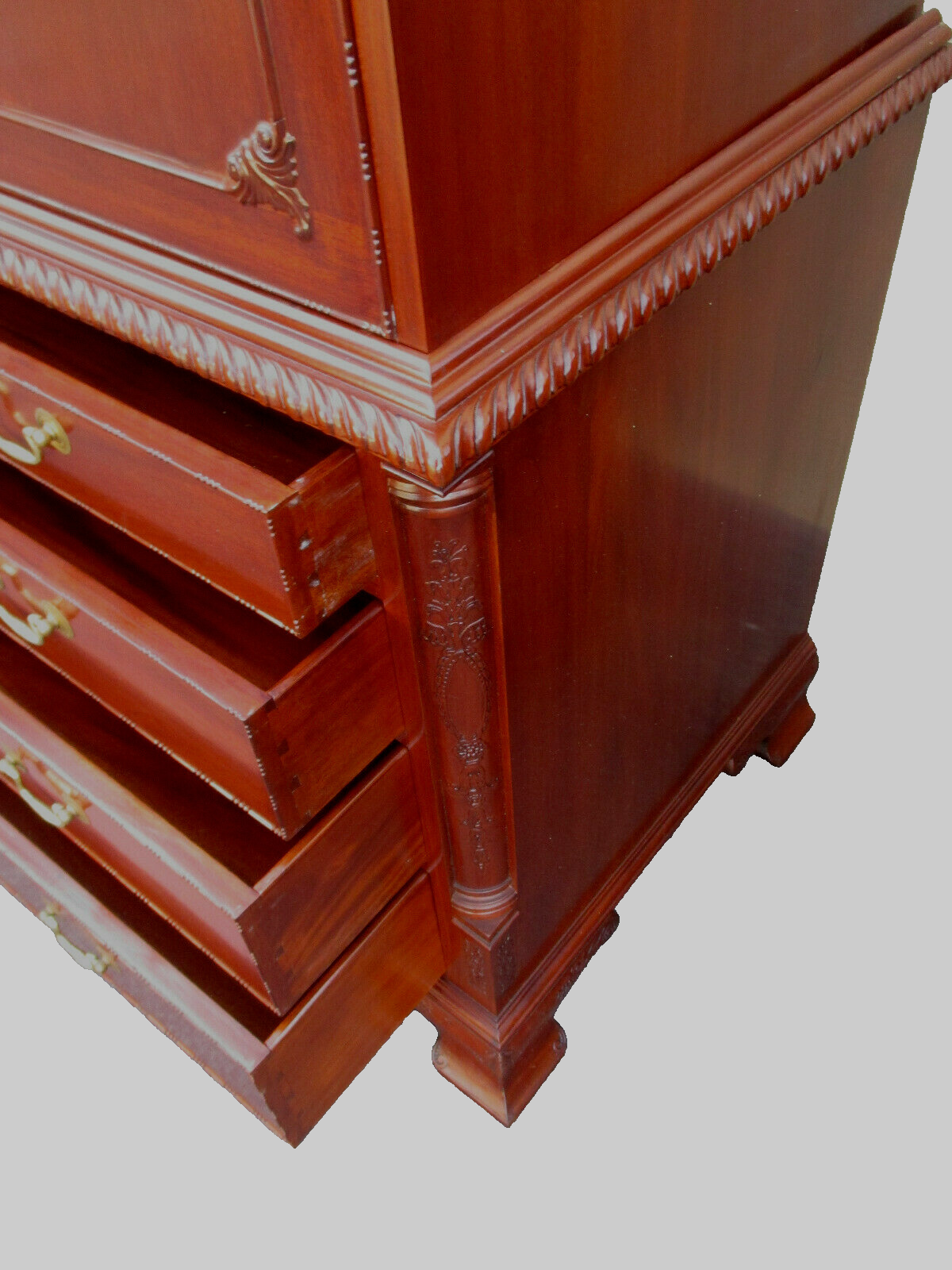63124 Solid Mahogany Linen Cabinet High Chest Cabinet Wardrobe Chifferobe 