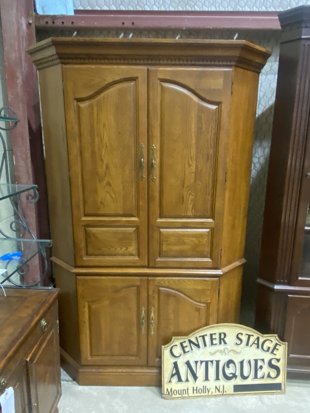 62857 Oak Corner Cabinet Television Stand Entertainment Cabinet