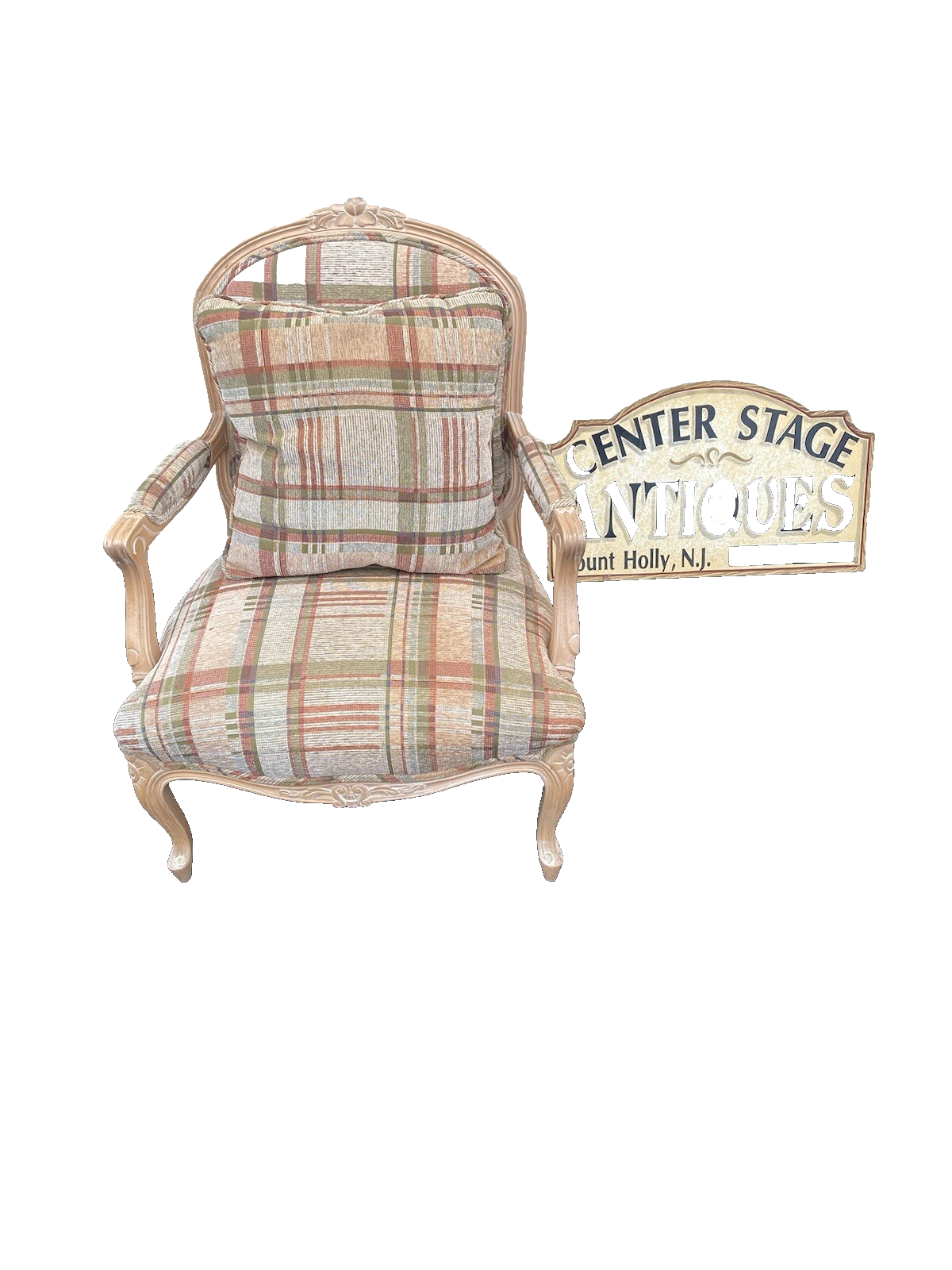 64583 Upholstered French Armchair Bergere Chair With Pillow