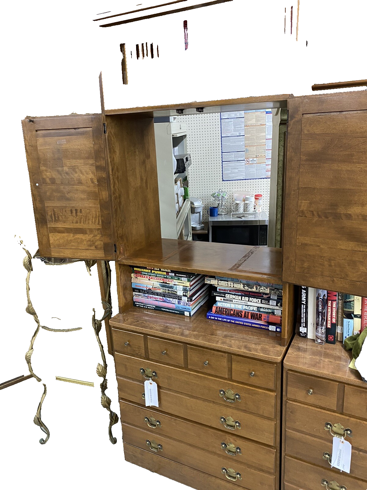 65542 Ethan Allen Cabinet with Bookcase top