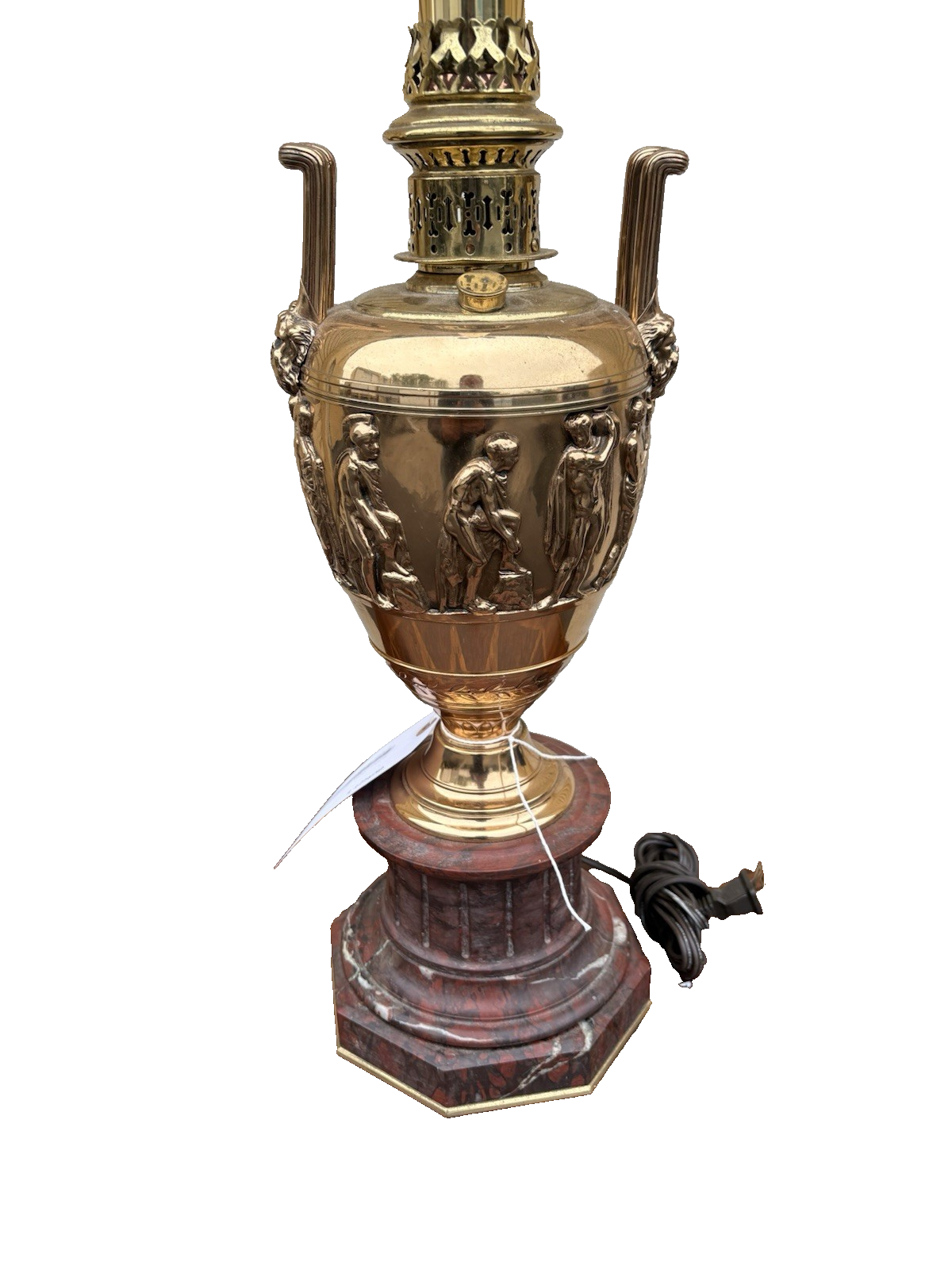 67093   QUALITY Brass and Marble Figural Table Lamp