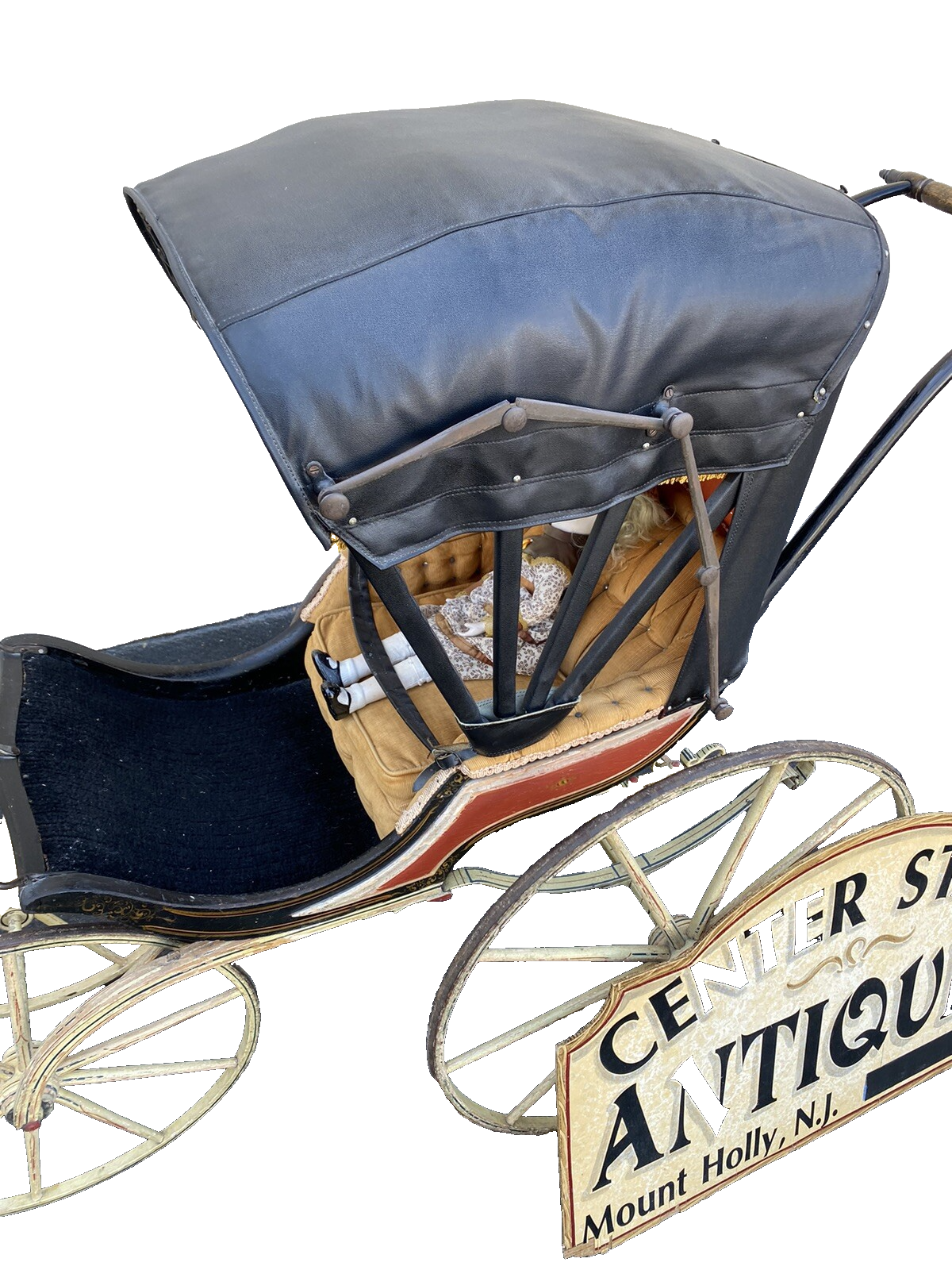 65400   RARE Antique AMISH Baby Buggy Stroller Has Hand Painted Stenciled Design