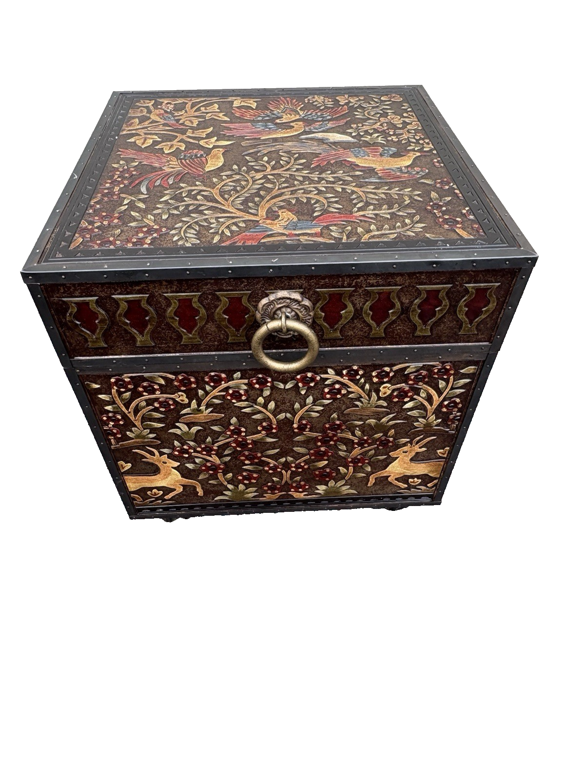 67174 Fancy Storage Trunk Cabinet with Bird Design