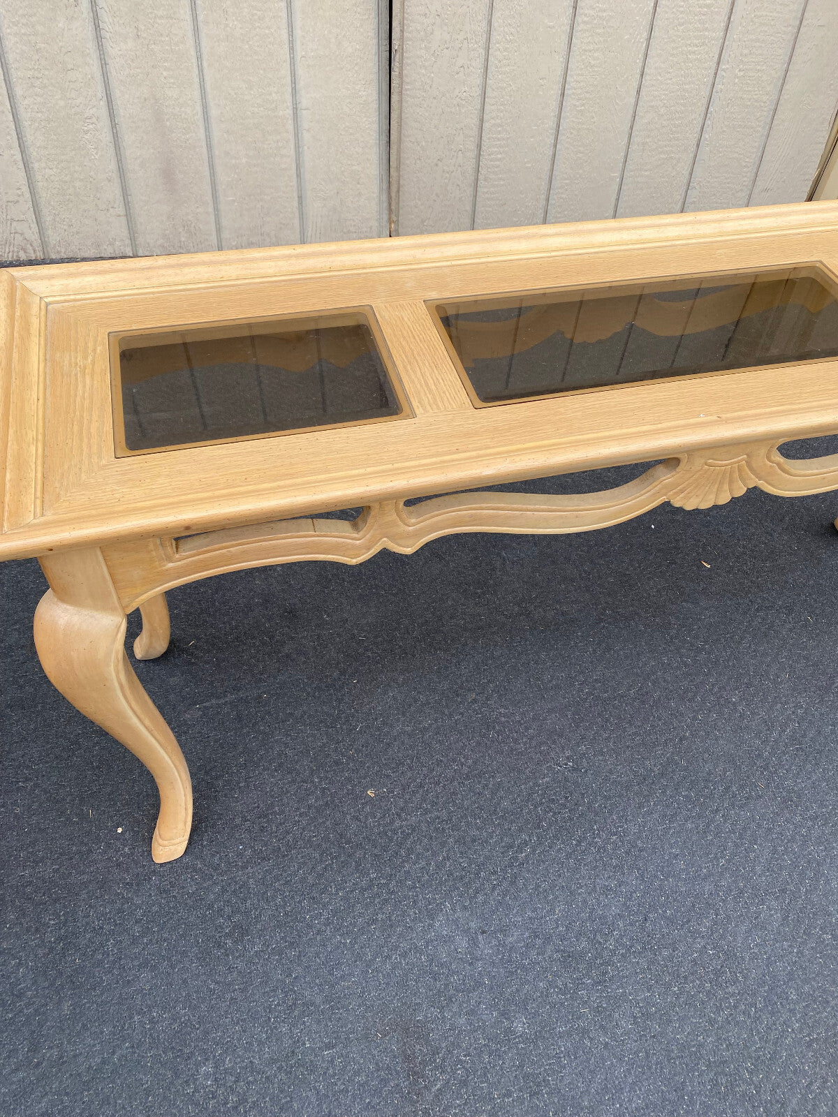 64557   Romantic Shabby Console Hall Table Stand Glass Inserts