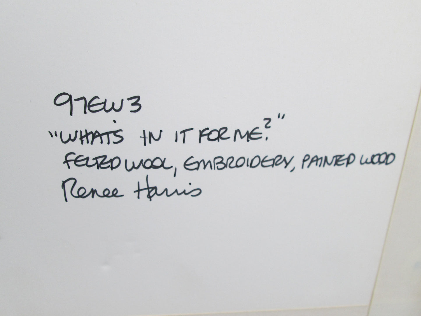 59245  Artist Signed RENEE HARRIS WHATS IN IT FOR ME needlepoint Modern Picture 