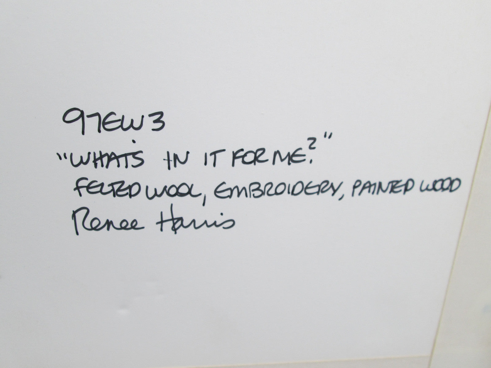 59245  Artist Signed RENEE HARRIS WHATS IN IT FOR ME needlepoint Modern Picture 