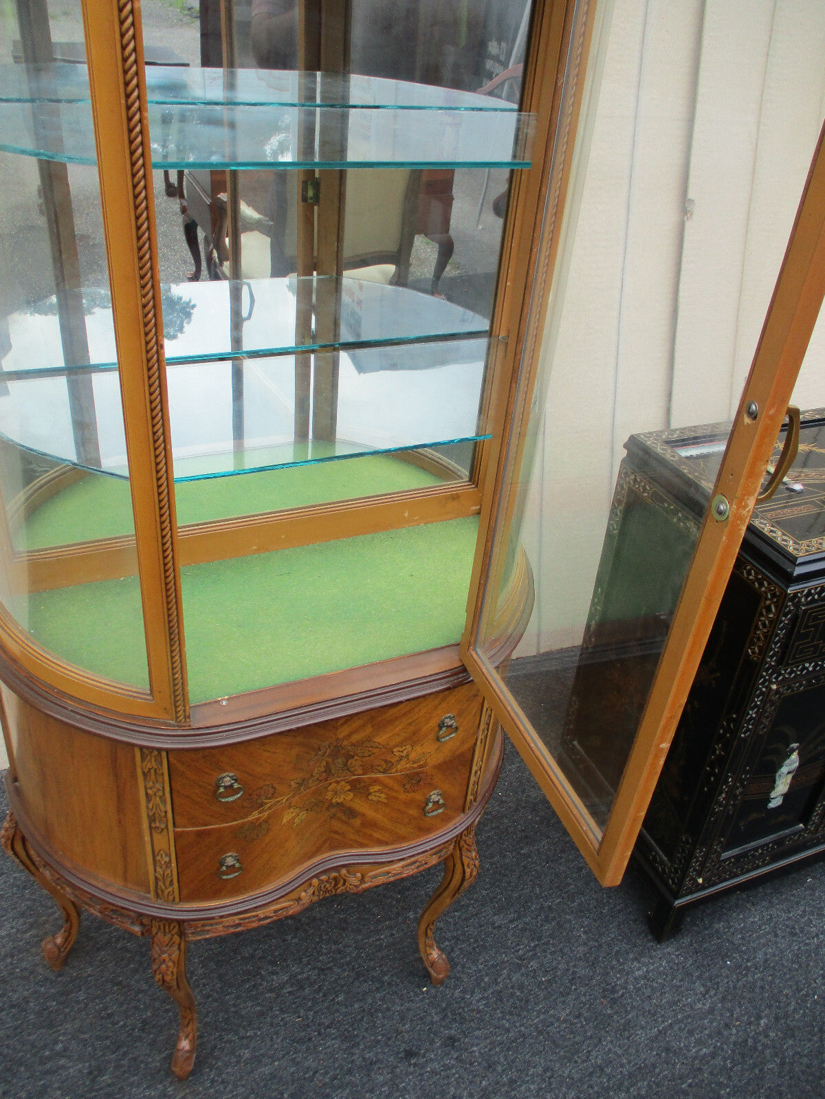 63337 Inlaid Bow Glass Curio China Cabinet