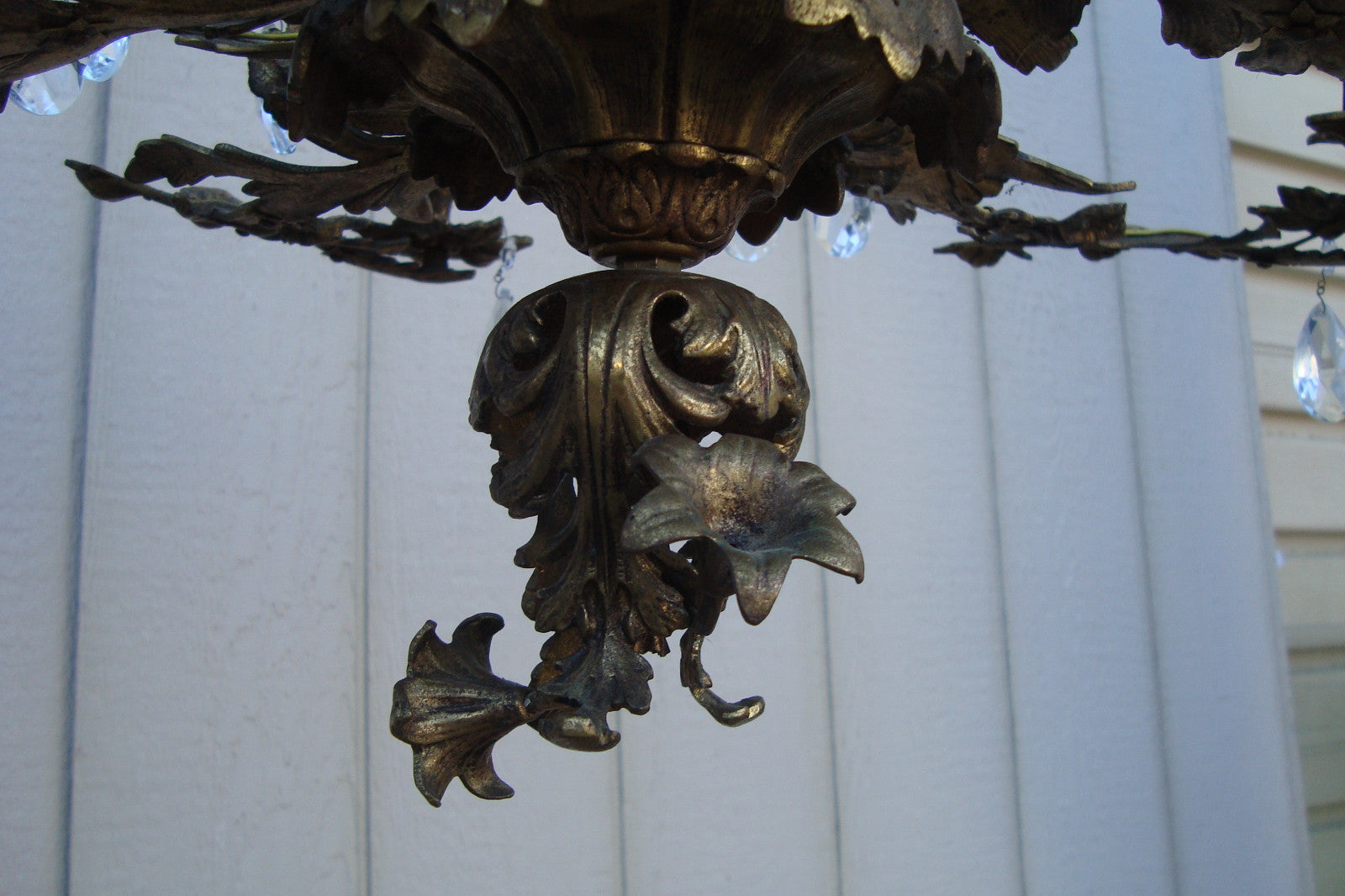 59685  BRONZE and Crystal Hanging Chandelier Light Fixture