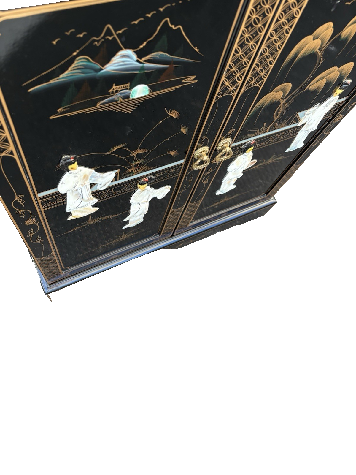 66705 Oriental Figural Storage Cabinet Server Sideboard with Drawer